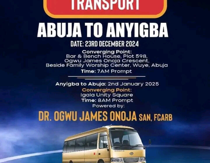  CHRISTMAS: Onoja (SAN) provides free bus services from Abuja-Anyigba