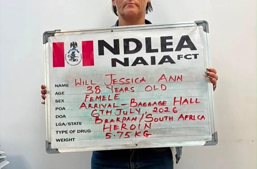  NDLEA nabs South African lady with 5.75kg heroin